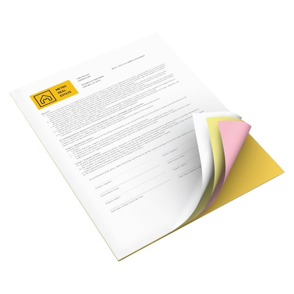 Xerox Vitality Multipurpose Carbonless 4-Part Paper, 8.5 x 11, Goldenrod/Pink/Canary/White, PK5000 3R12856